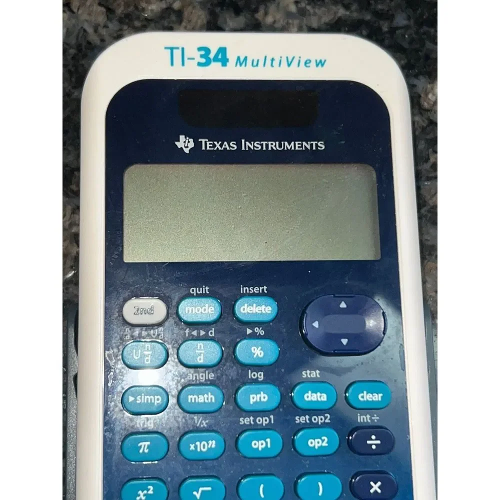 Texas‎ Instruments TI-34 MultiView Scientific Calculator Works Blue, White, Teal